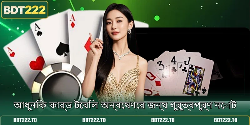 আধুনিক কার্ড টেবিল অন্বেষণের জন্য গুরুত্বপূর্ণ নোট