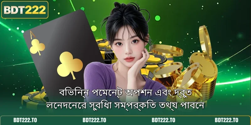 বিভিন্ন পেমেন্ট অপশন এবং দ্রুত লেনদেনের সুবিধা সম্পর্কিত তথ্য পাবেন